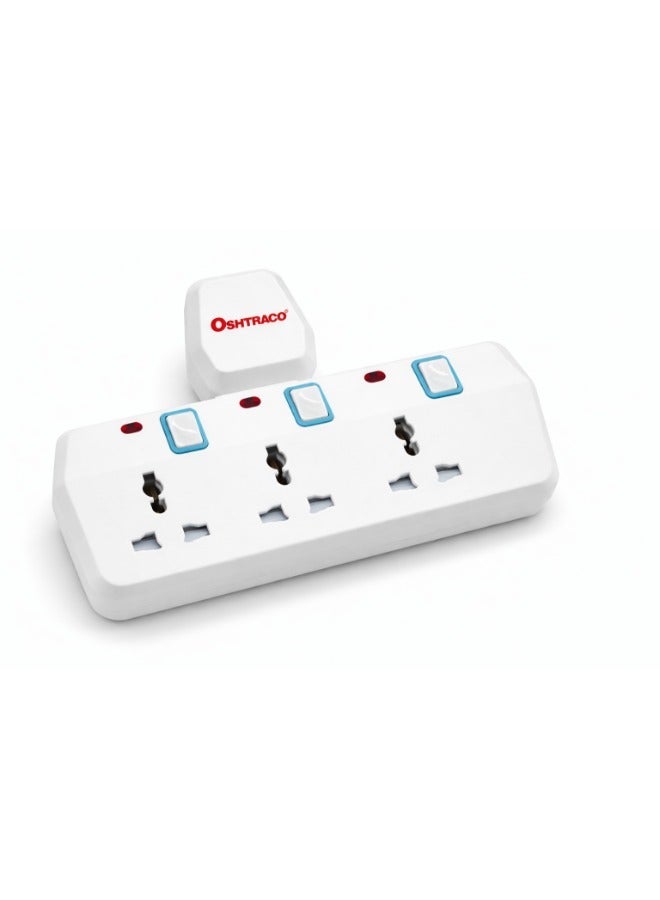 Multi Plug Extension Socket, 3 Way Electrical Outlet Extender, Wall Charger, Universal Plug Adapter, Charging Station for Home, Office, Kitchen, Individually Switched- ESMA Certified